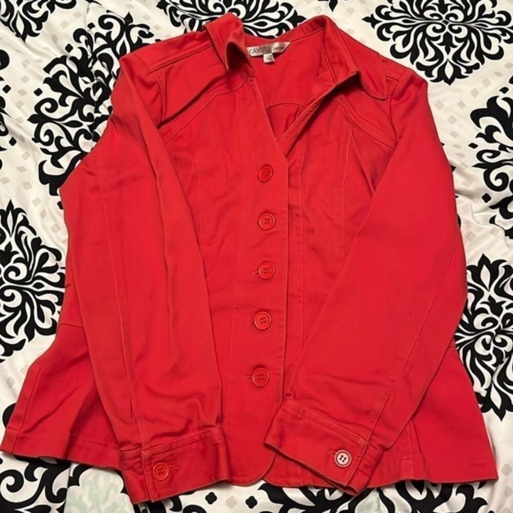 Cleo petite denim style red jacketredmedium fitted​​